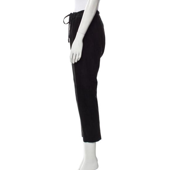 Vince Black Cropped Pants Leather Trim Adjustable Waist XS/Small - Picture 2 of 9